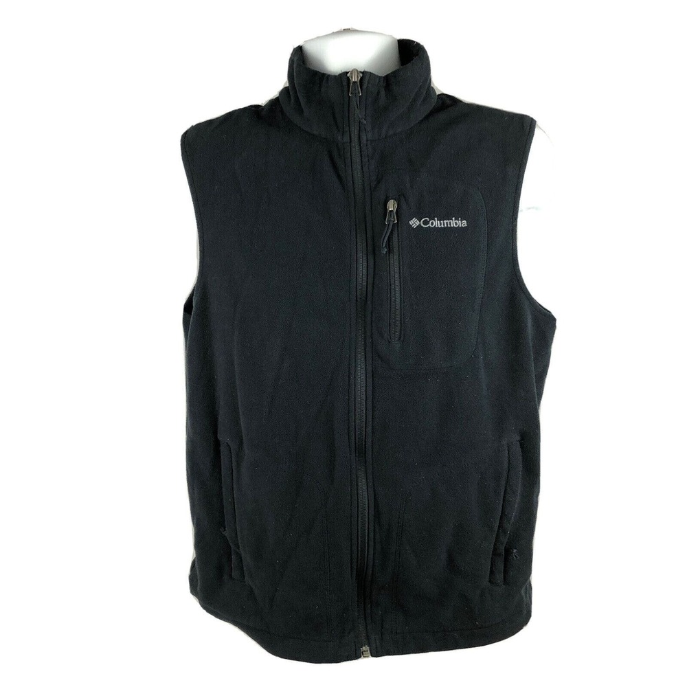 Columbia Sportswear Black Full Zip Fleece Outdoor Hiking Vest Size Medium